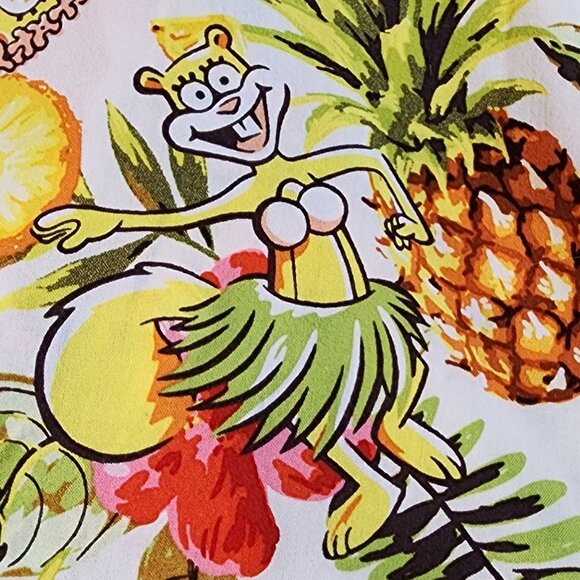 SpongeBob SquarePants Mens Hawaiian Shirt Tropical Pineapple Print Size M - Picture 10 of 10
